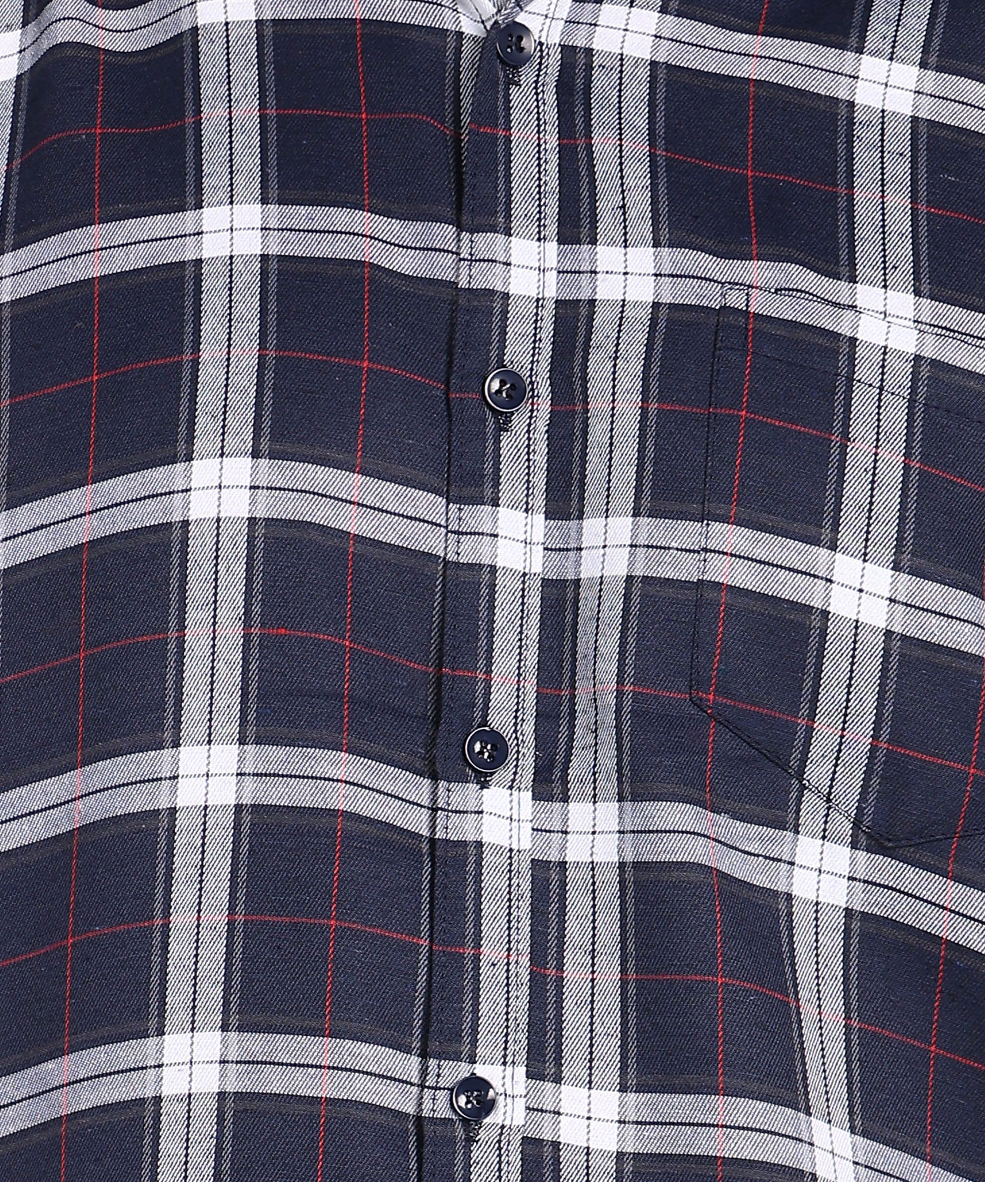 Sanganeri Navy & White Checked Cotton Shirt