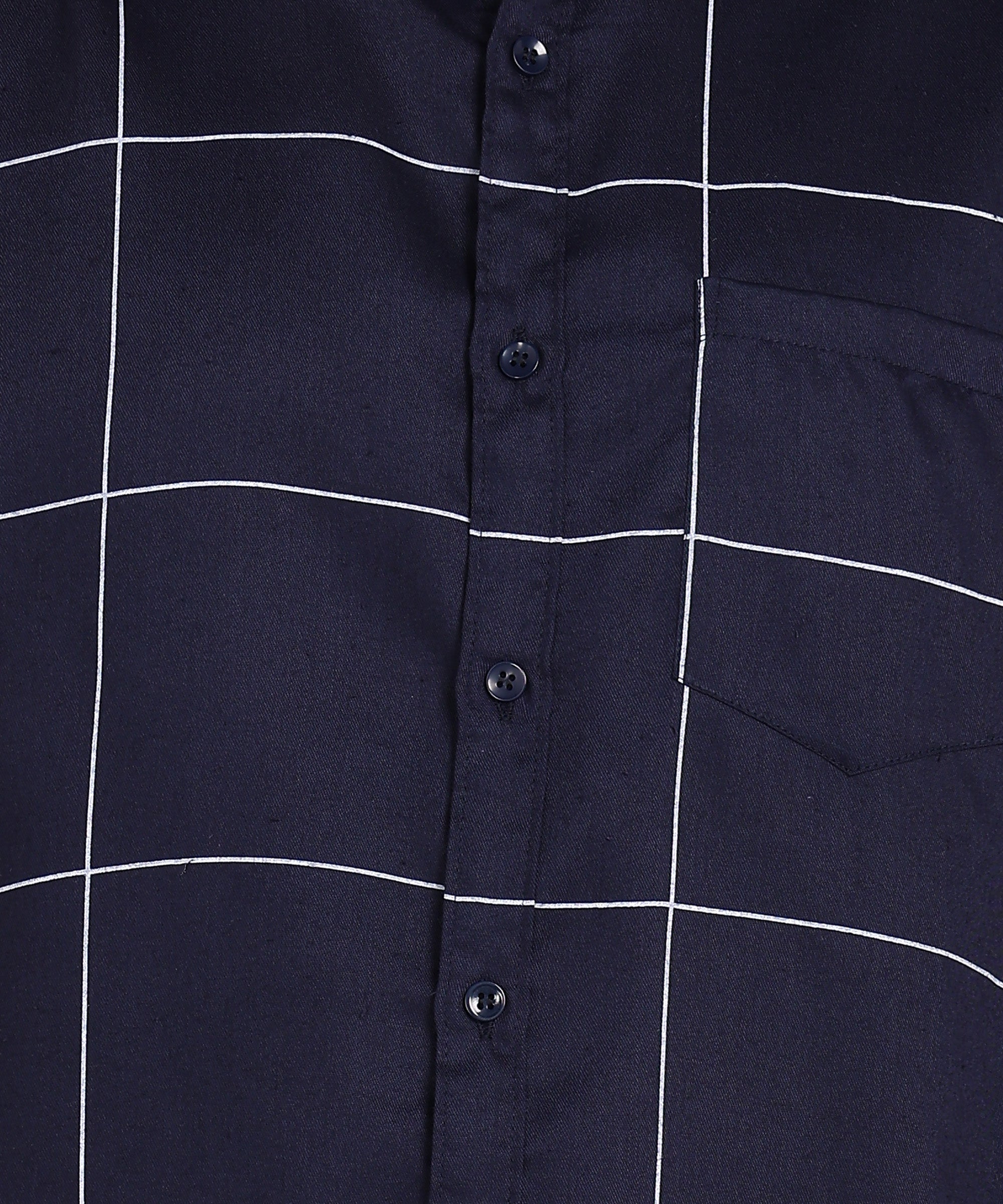Navy Blue Windowpane Check Casual Shirt