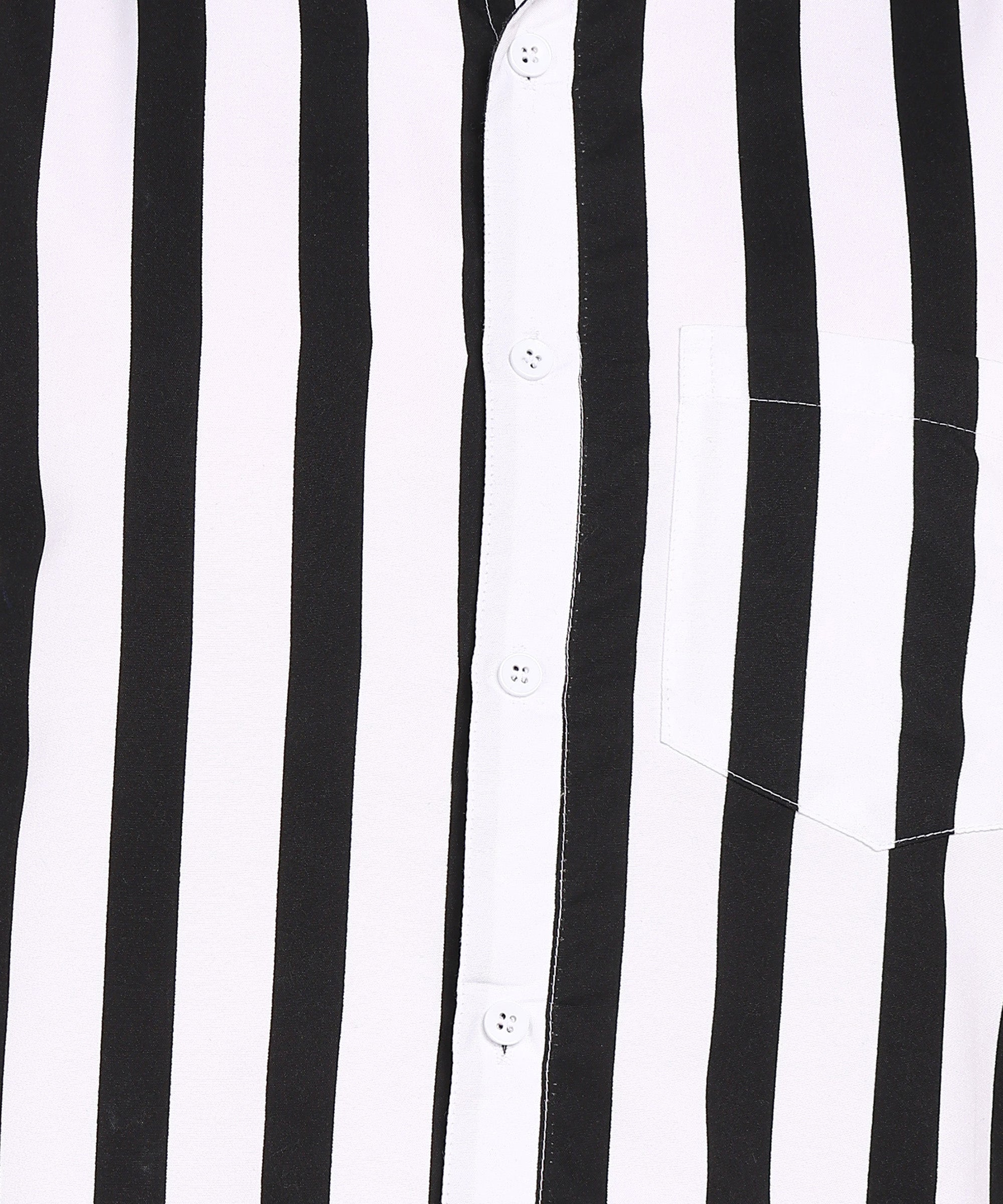 Sanganeri White & Black Striped Cotton Shirt