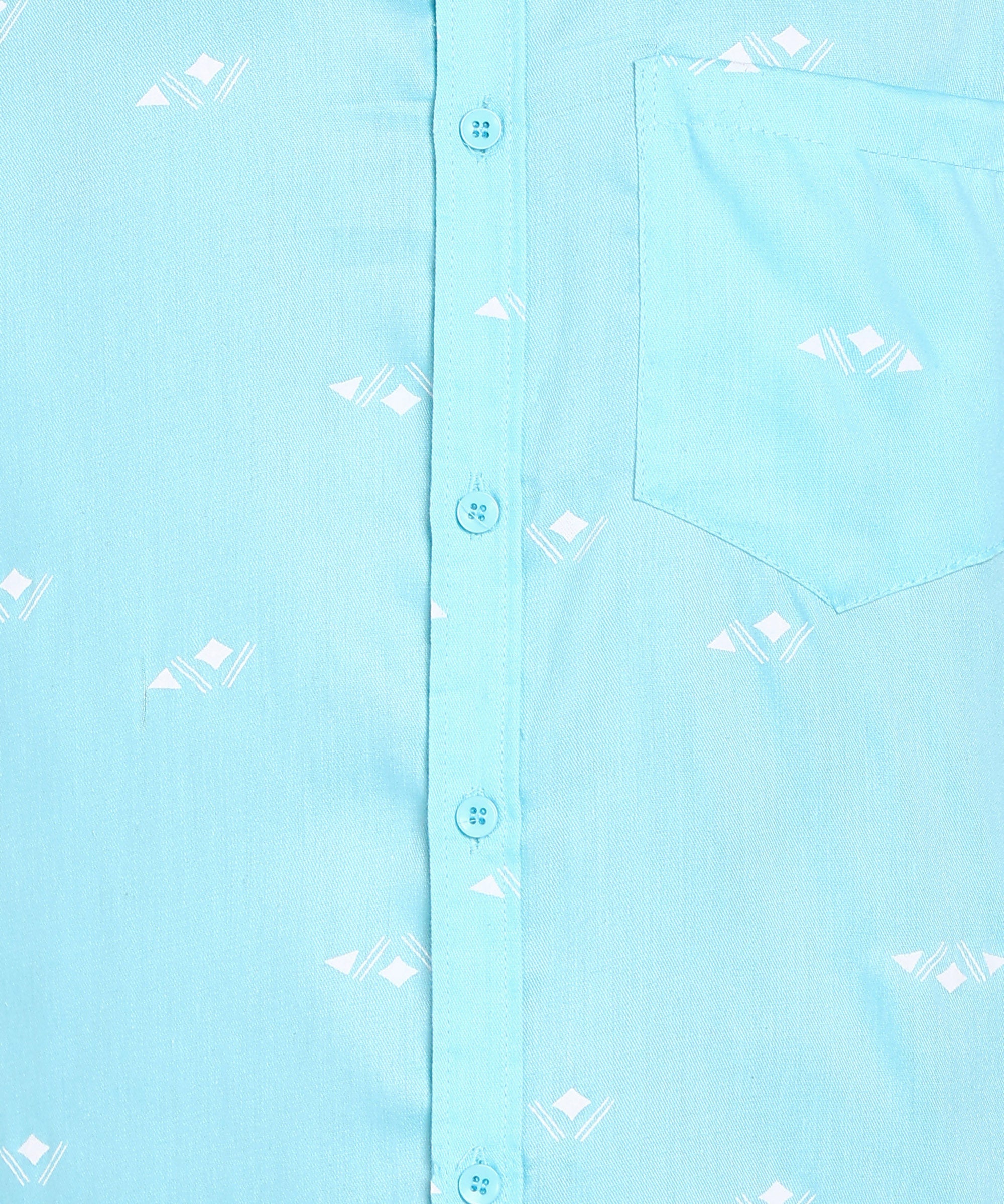 Sanganeri Turquoise Blue Cotton Shirt