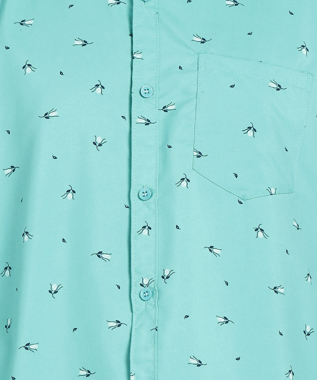 Sanganeri Aqua Green Printed Cotton Shirt