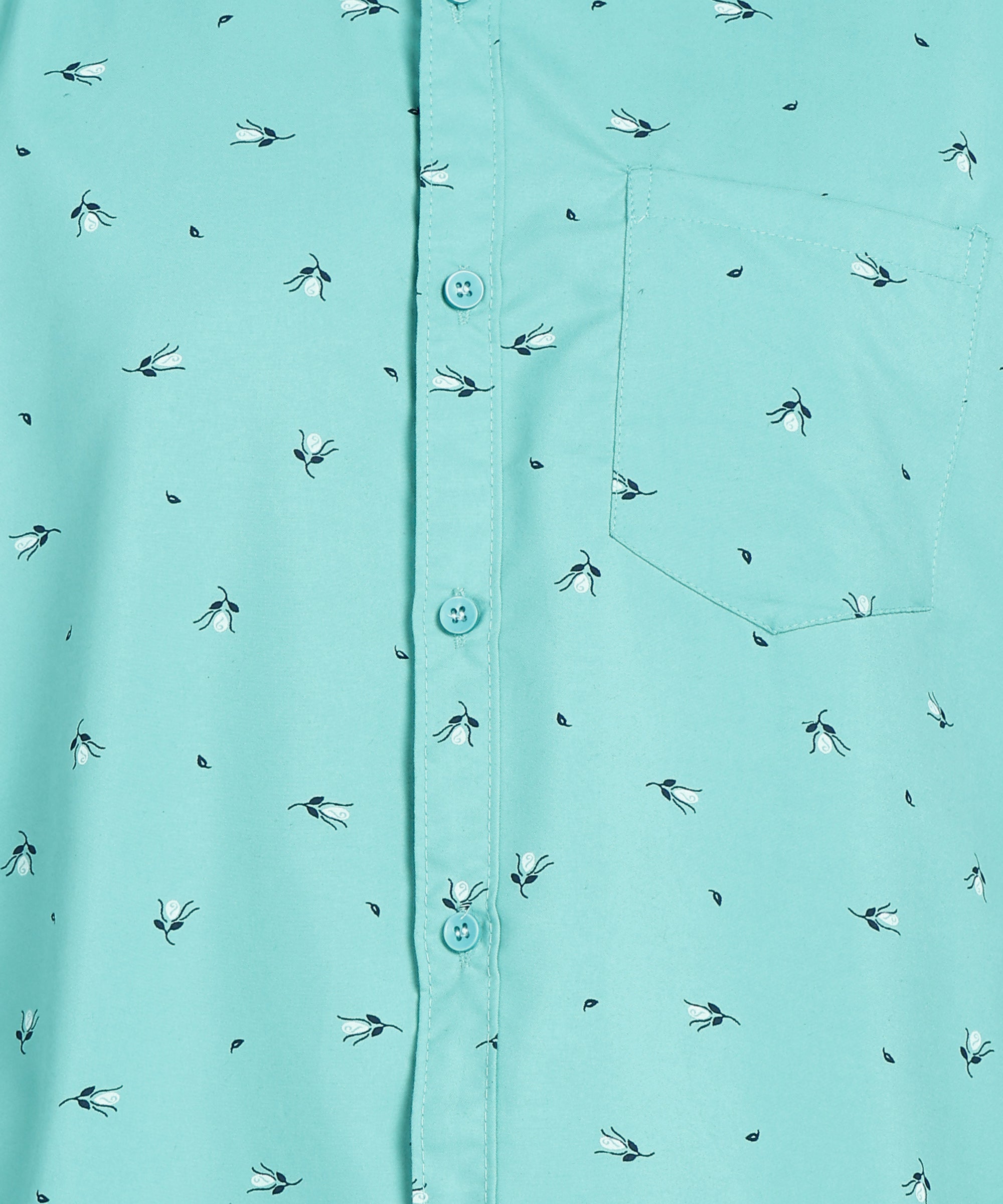 Sanganeri Aqua Green Printed Cotton Shirt