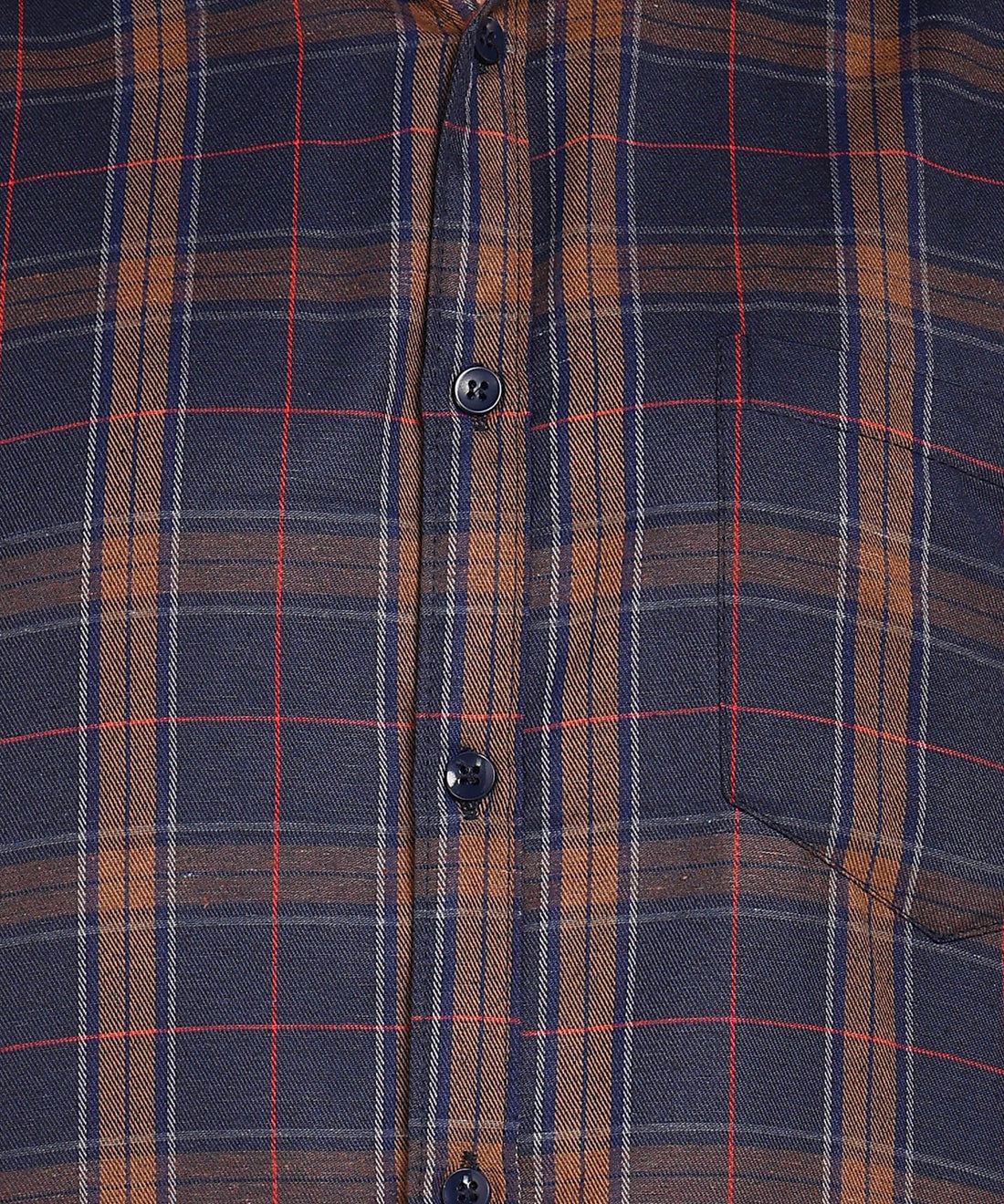 Sanganeri Navy & Brown Checked Cotton Shirt