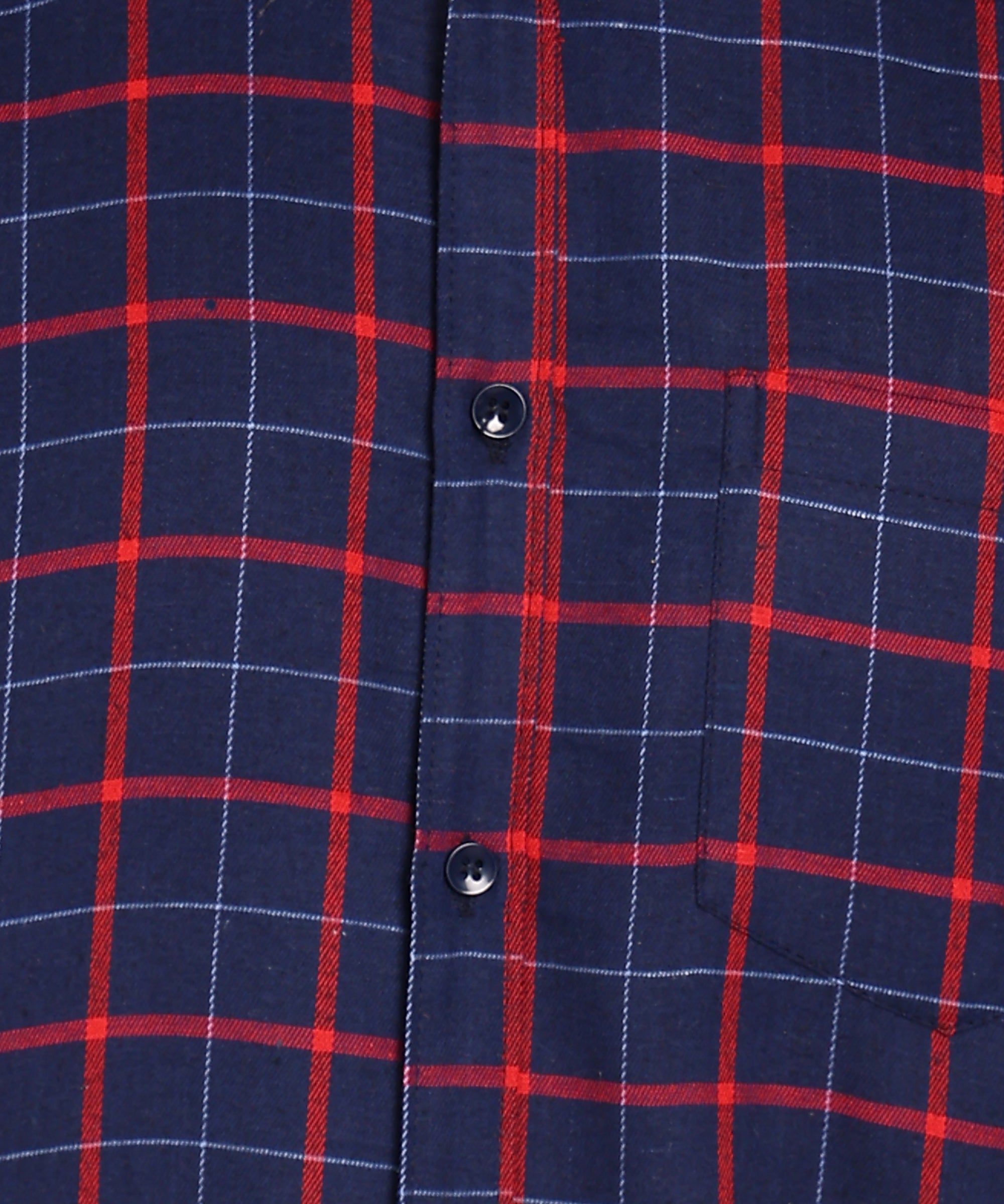 Sanganeri Navy & Red Grid Checked Cotton Shirt