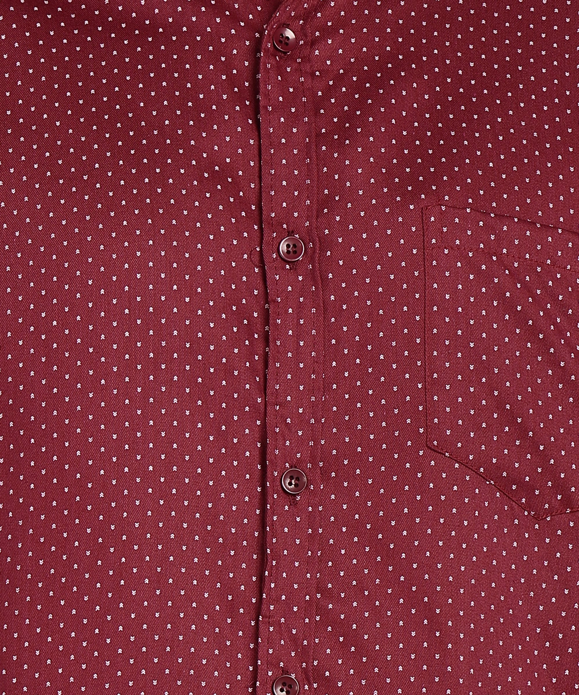 Sanganeri Wine Red Cotton Shirt
