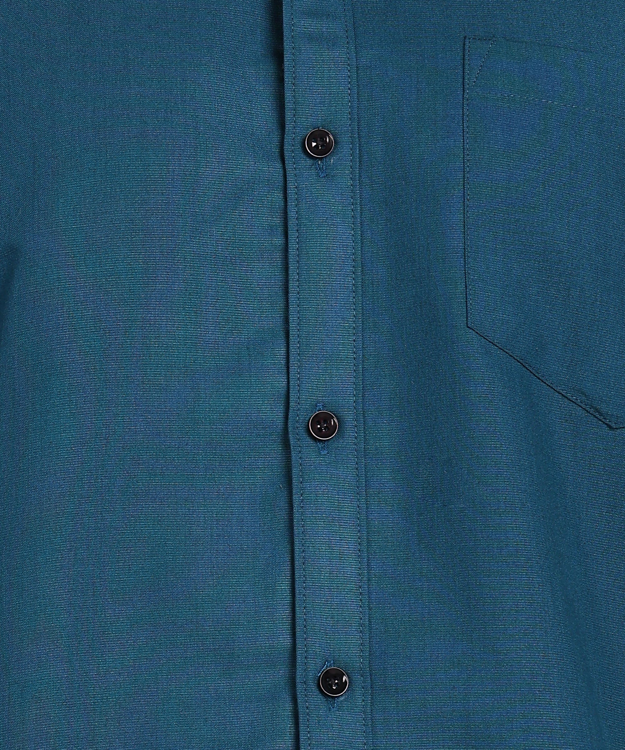 Sanganeri Teal Blue Cotton Shirt