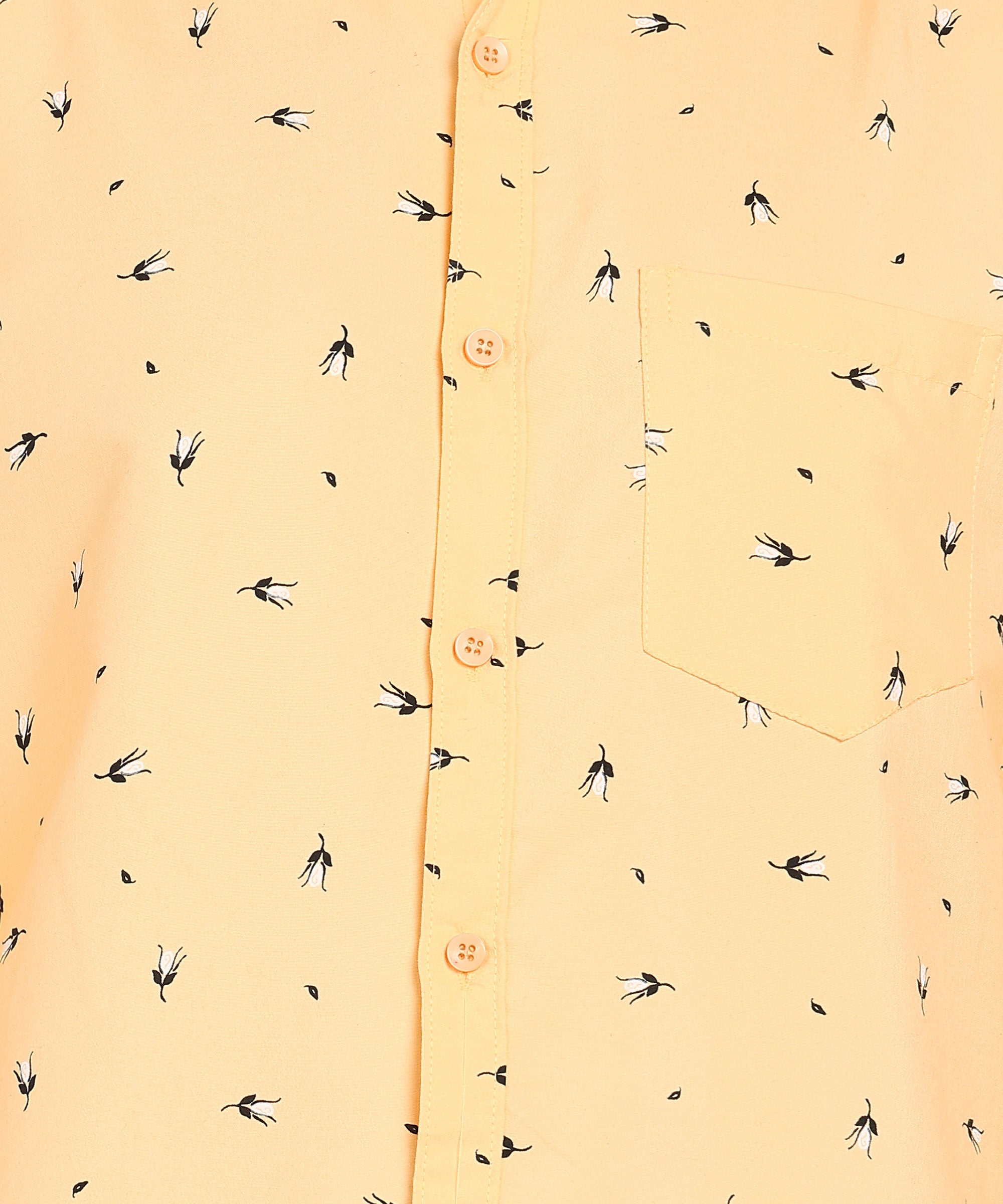 Sanganeri Yellow Printed Cotton Shirt