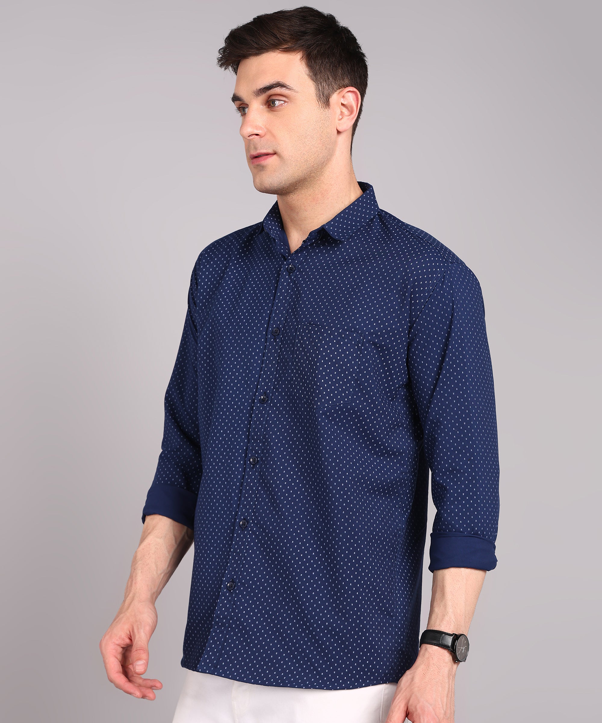 Sanganeri Navy Cotton Shirt