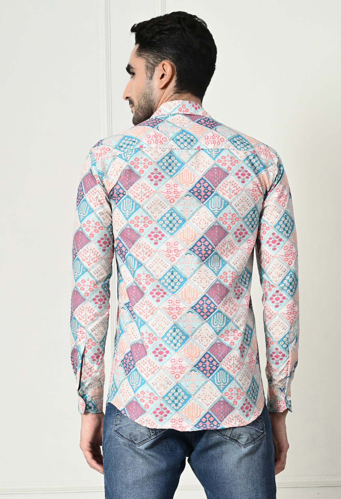 Jaipuri Block Print Patchwork Slim Fit Festive Shirt