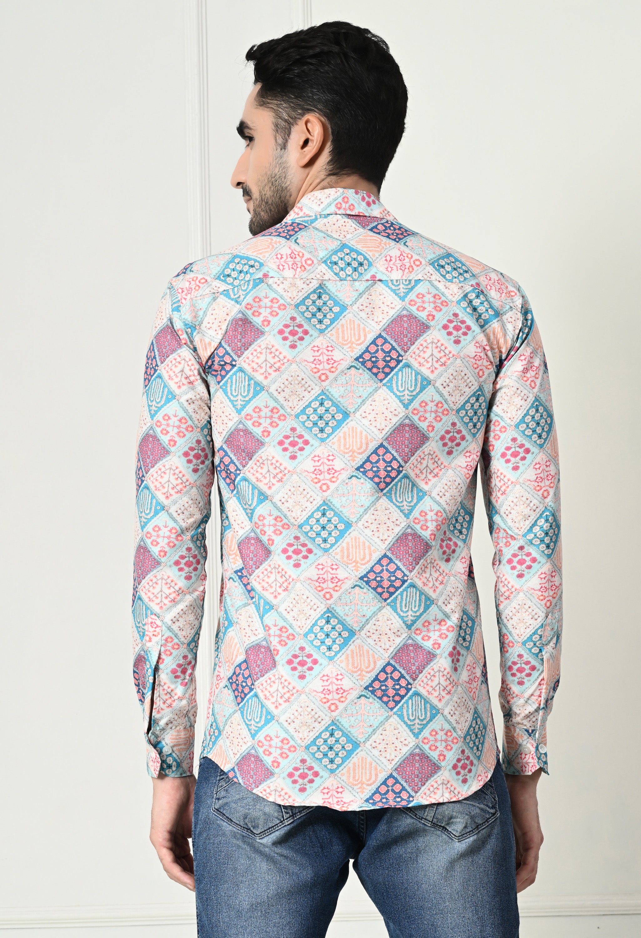Jaipuri Block Print Patchwork Slim Fit Festive Shirt