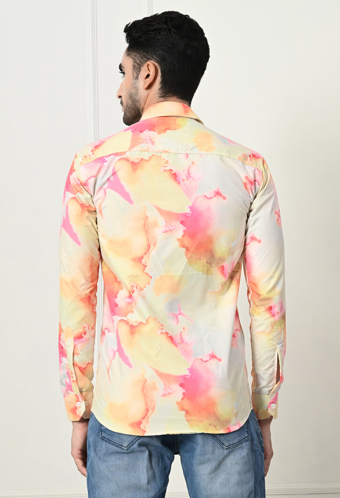 Abstract Tie-Dye Print Slim Fit Festive Shirt