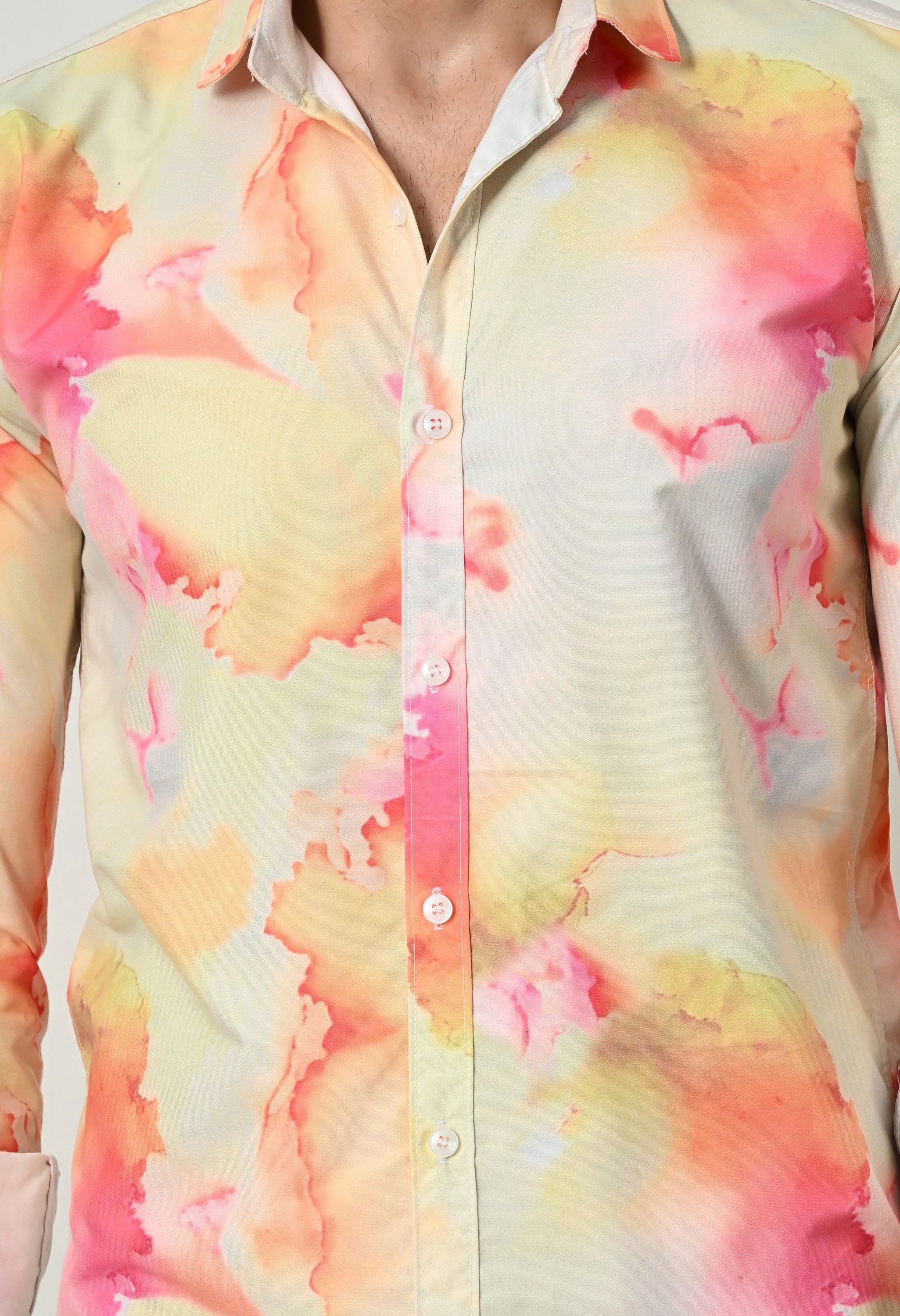Abstract Tie-Dye Print Slim Fit Festive Shirt