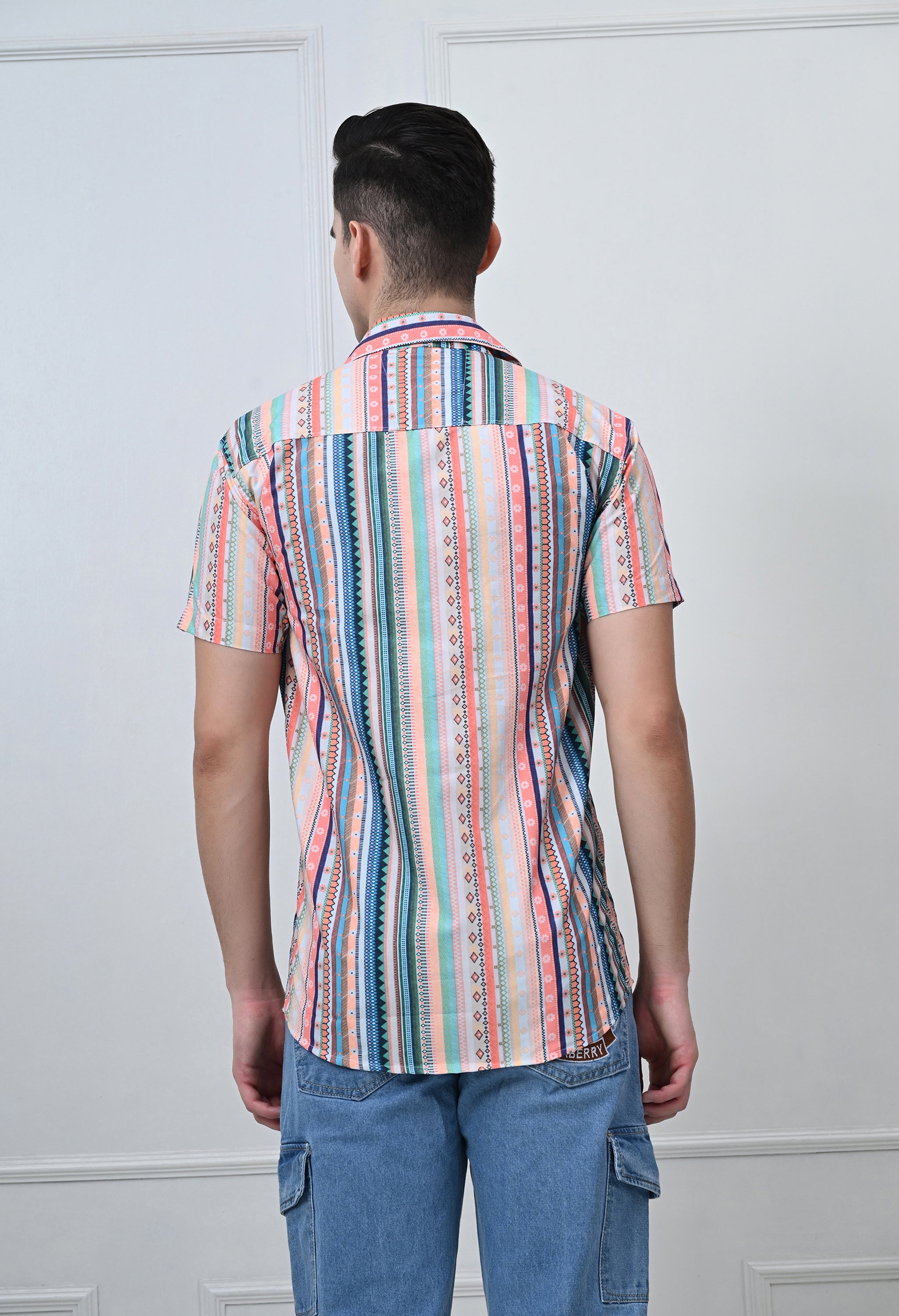 Multicolor Vertical Stripe Cotton Casual Shirt