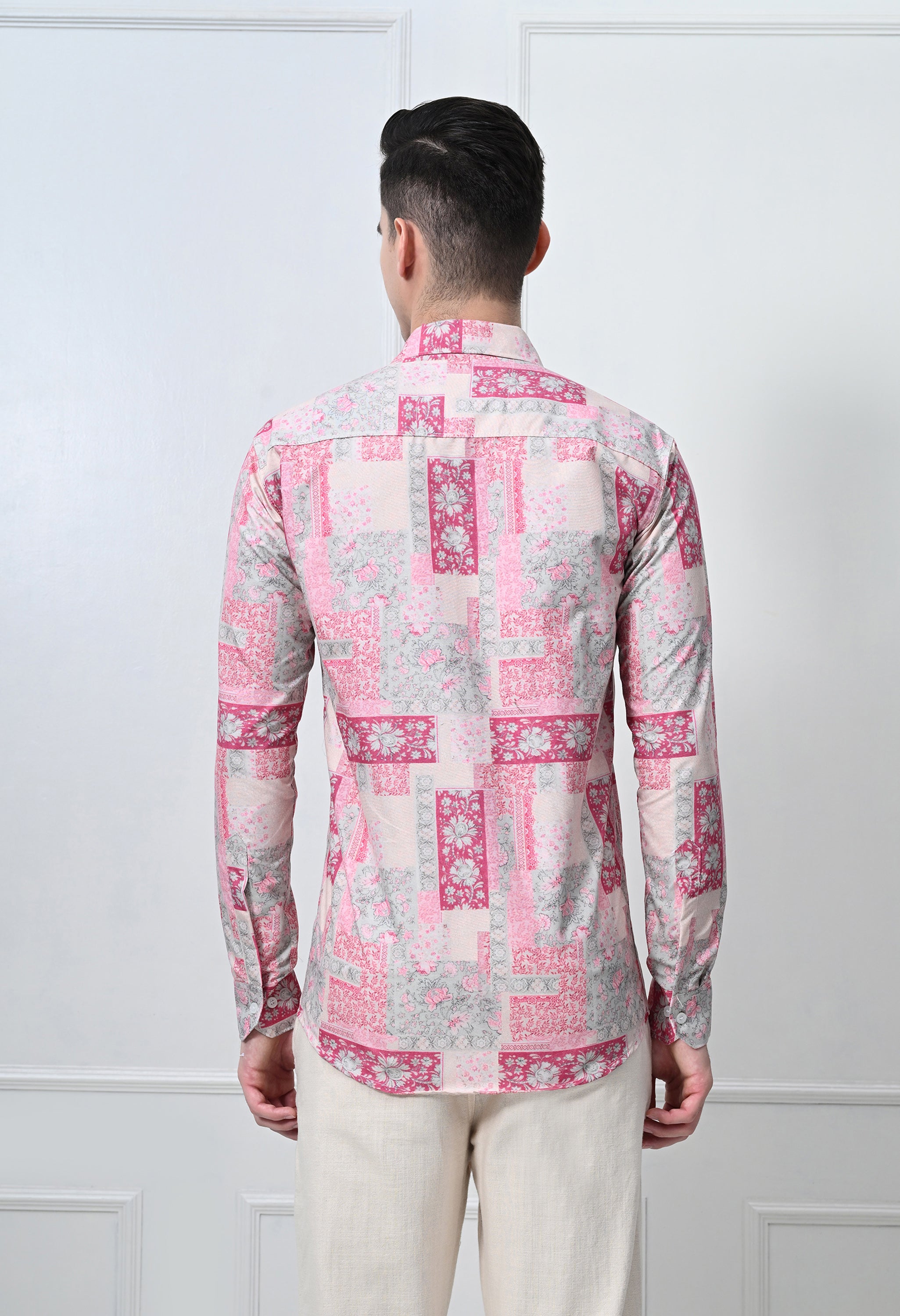 Beige & Blue Abstract Print Shirt