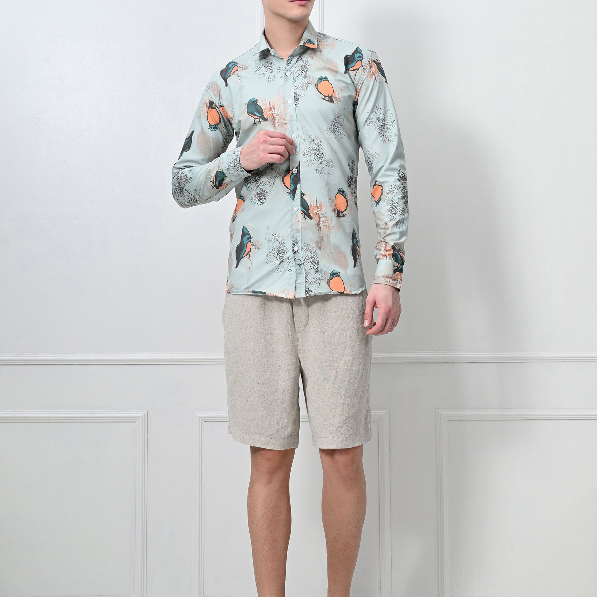 Olive Green Checked Cotton Casual Shirt