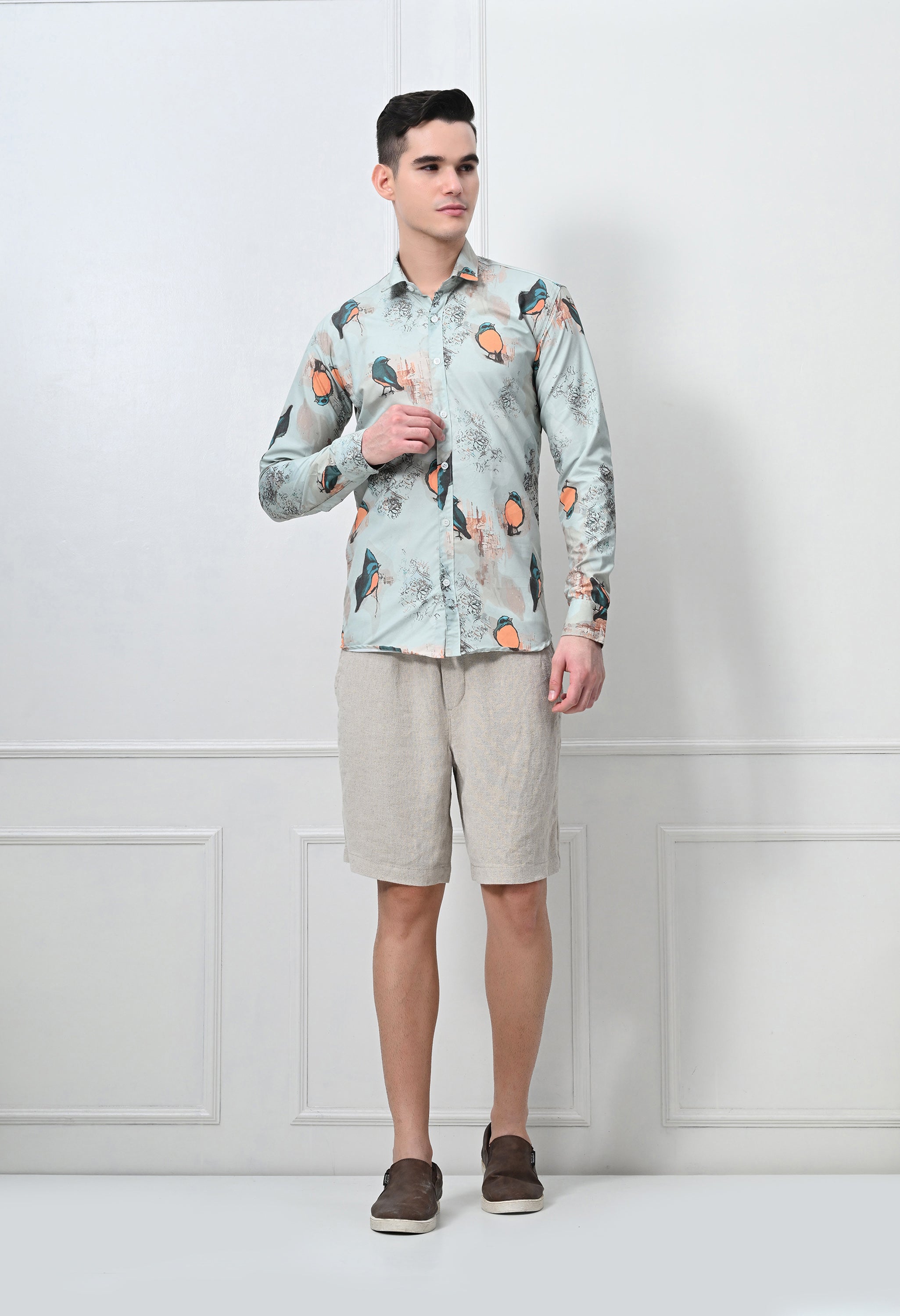 Olive Green Checked Cotton Casual Shirt