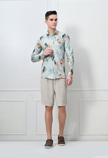 Olive Green Checked Cotton Casual Shirt