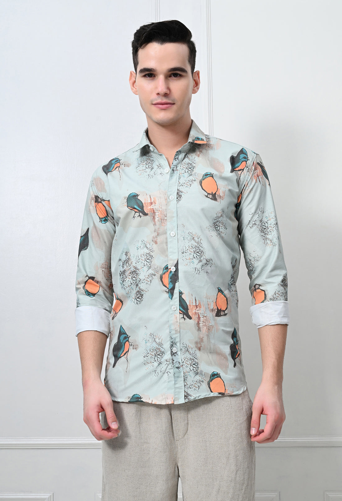Olive Green Checked Cotton Casual Shirt