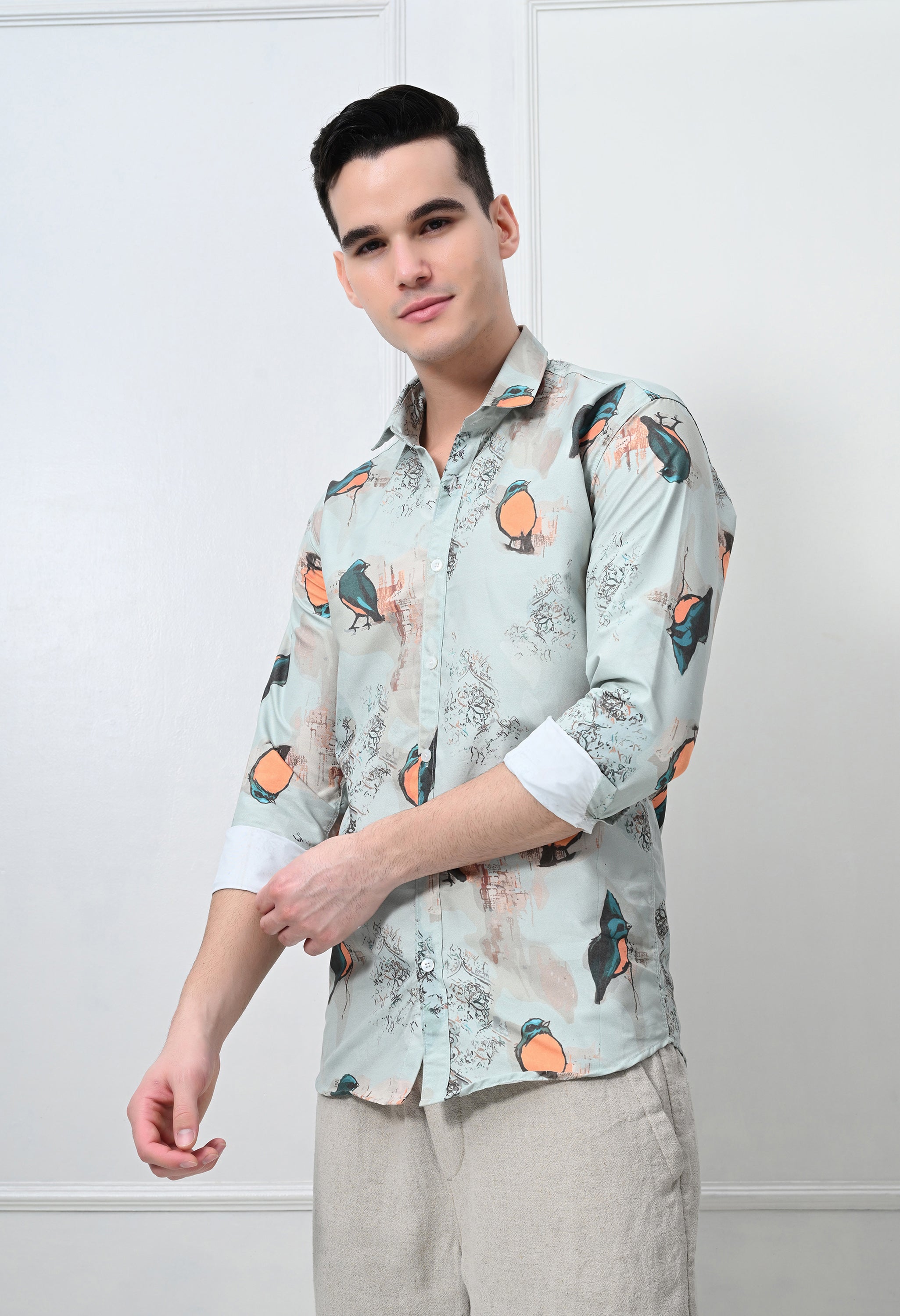 Olive Green Checked Cotton Casual Shirt