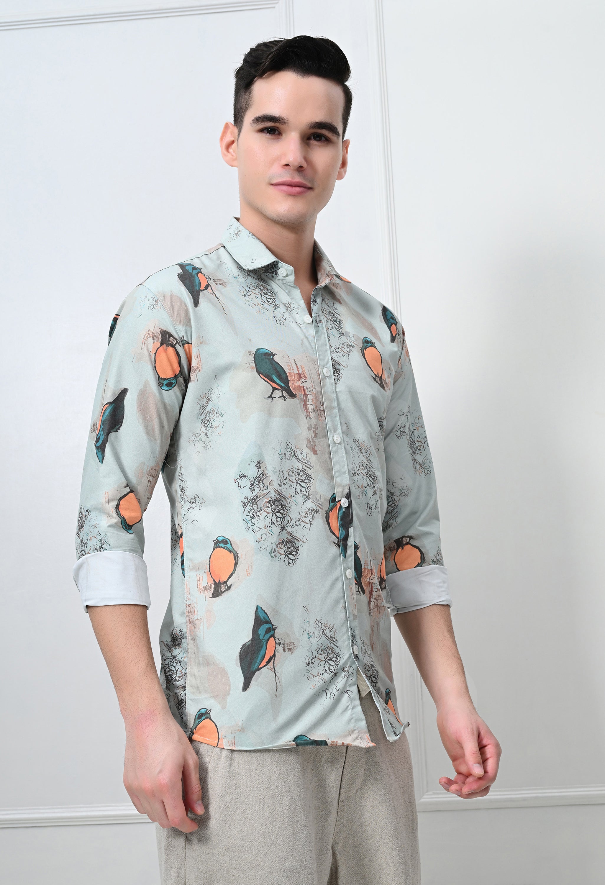 Olive Green Checked Cotton Casual Shirt