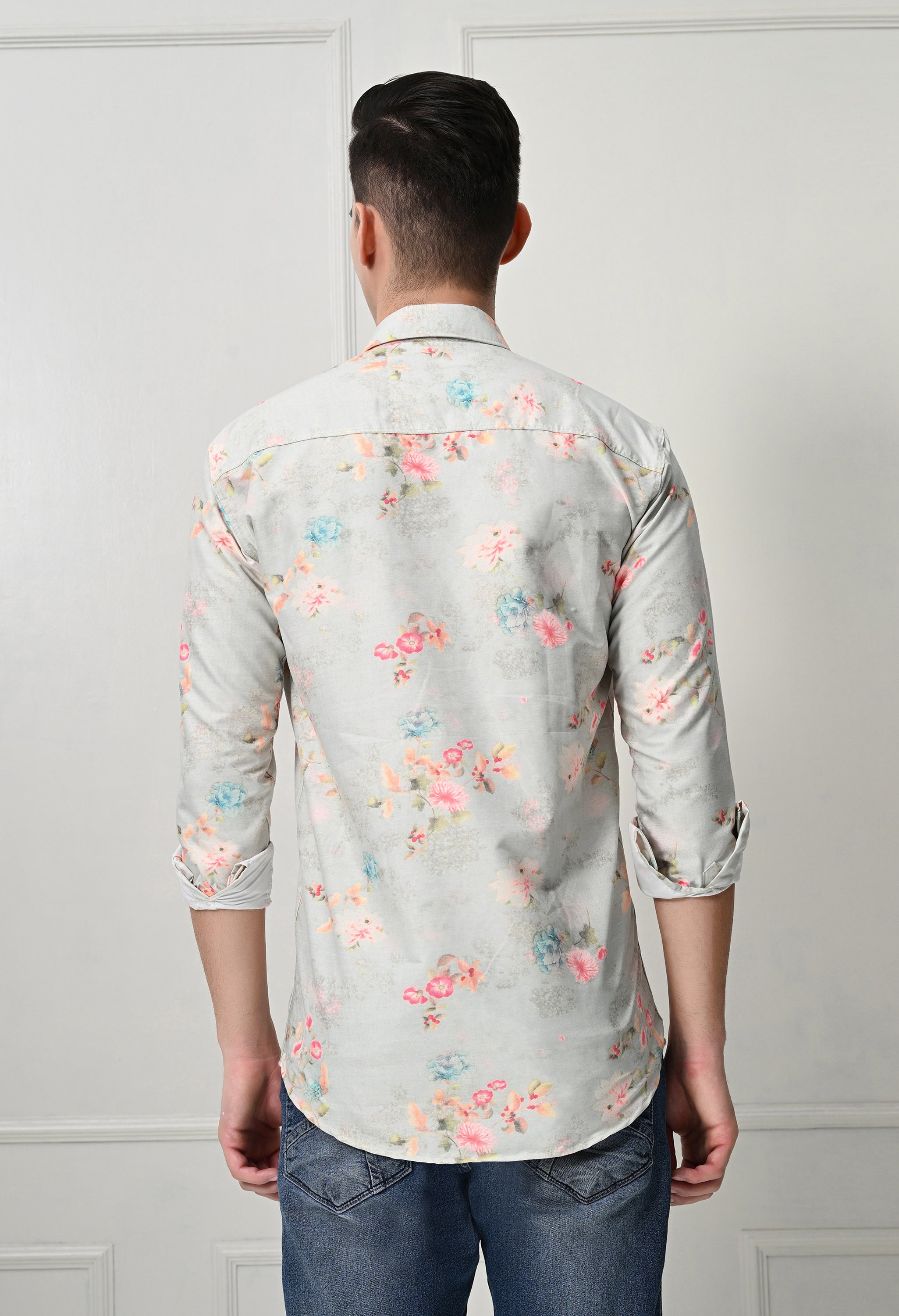 Light Grey Floral Printed Shirt