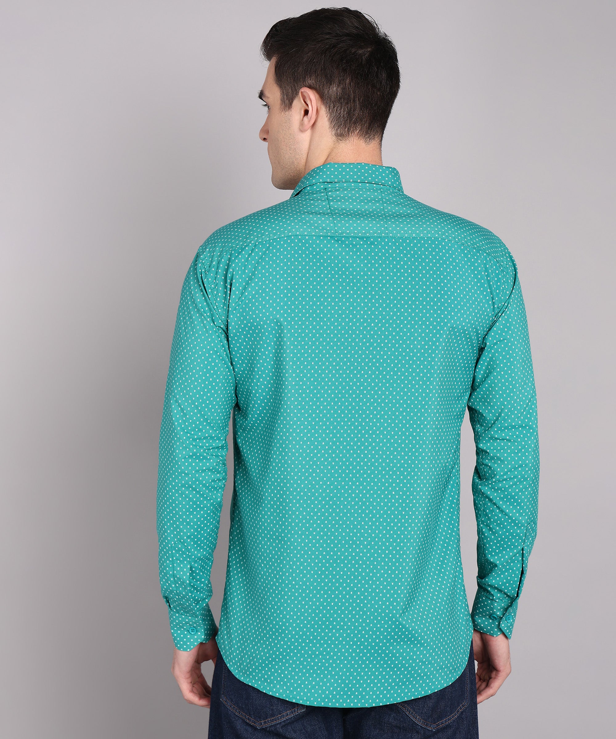 Sanganeri Teal Green Cotton Shirt