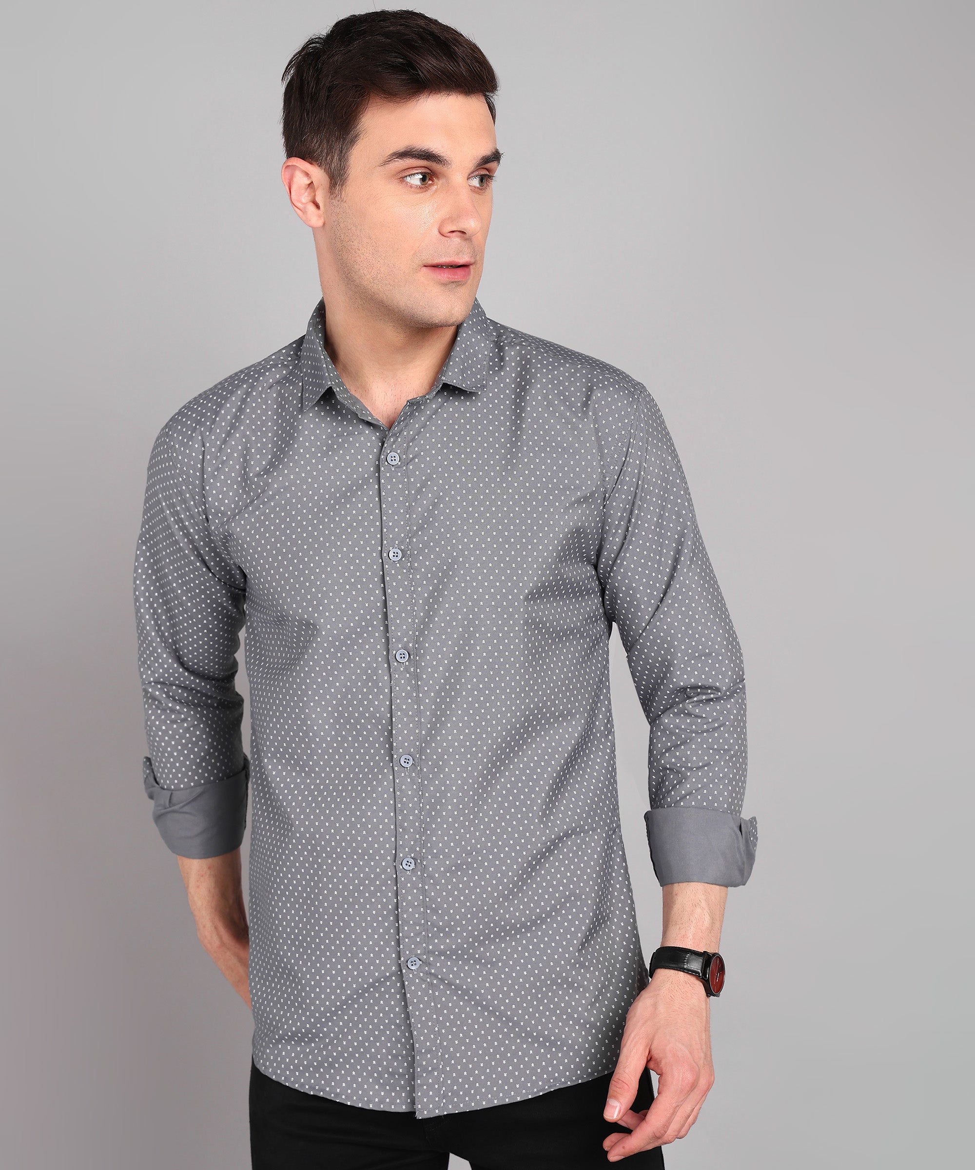 Sanganeri Grey Cotton Shirt