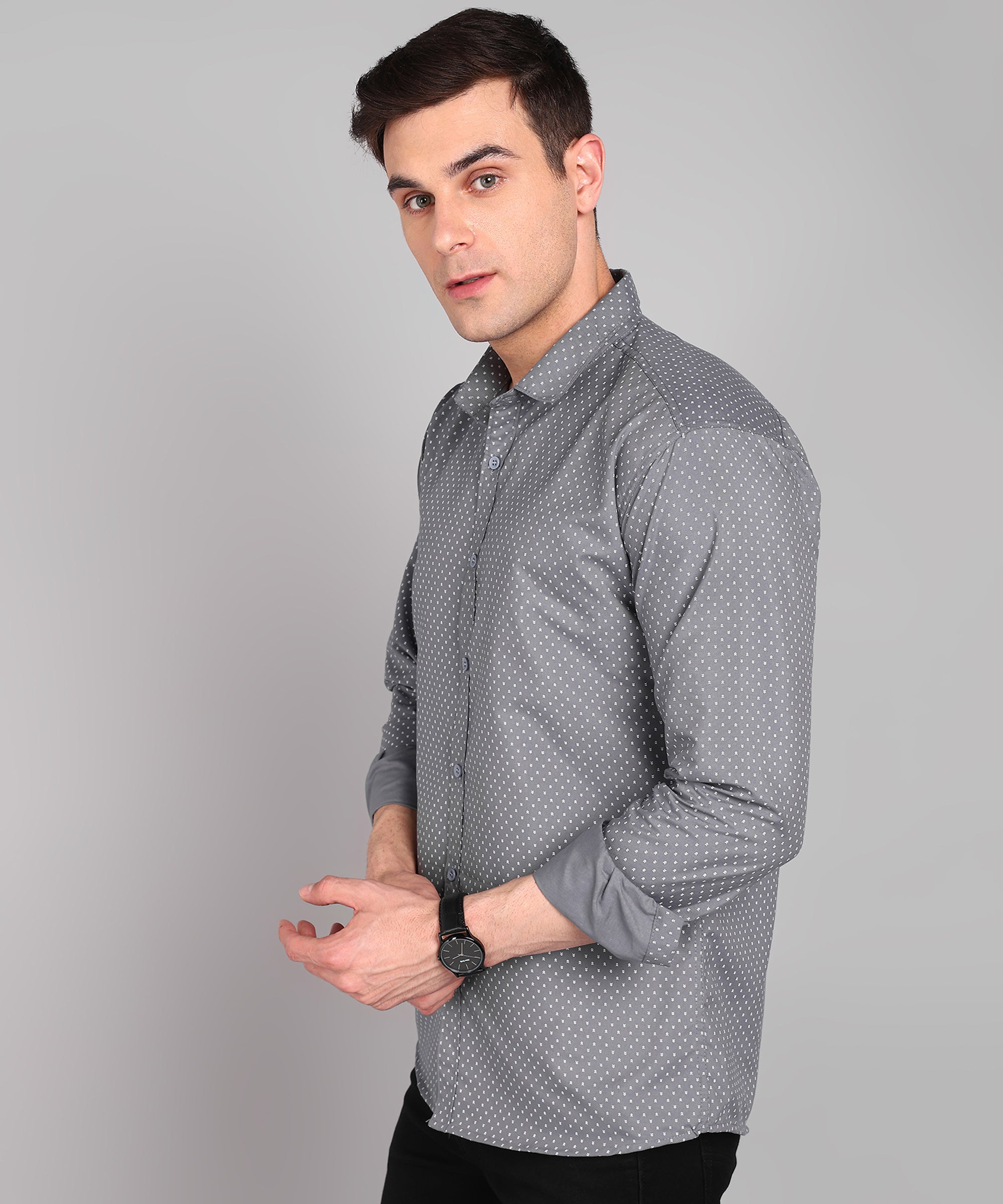 Sanganeri Grey Cotton Shirt
