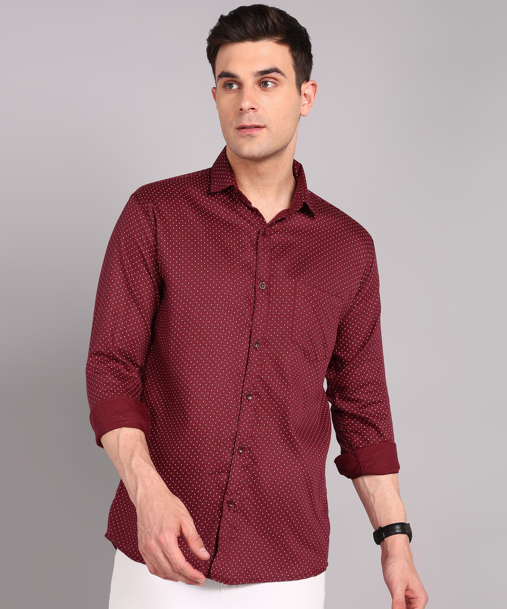 Sanganeri Wine Red Cotton Shirt