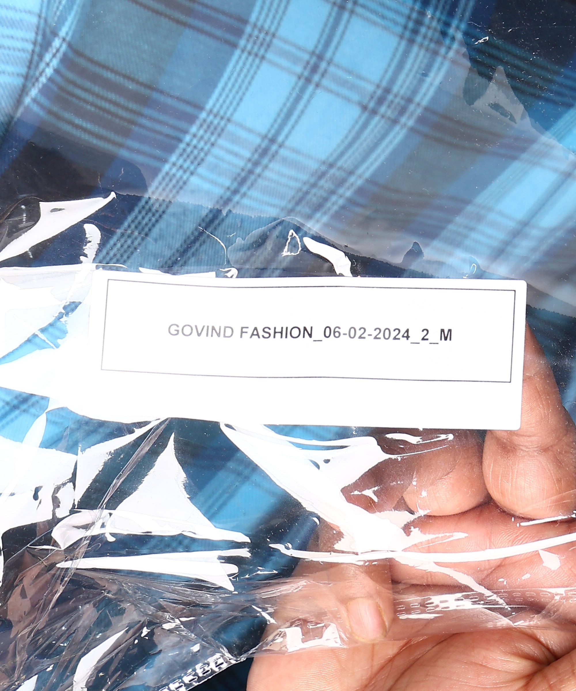 Sanganeri Navy & Cyan Checked Cotton Shirt