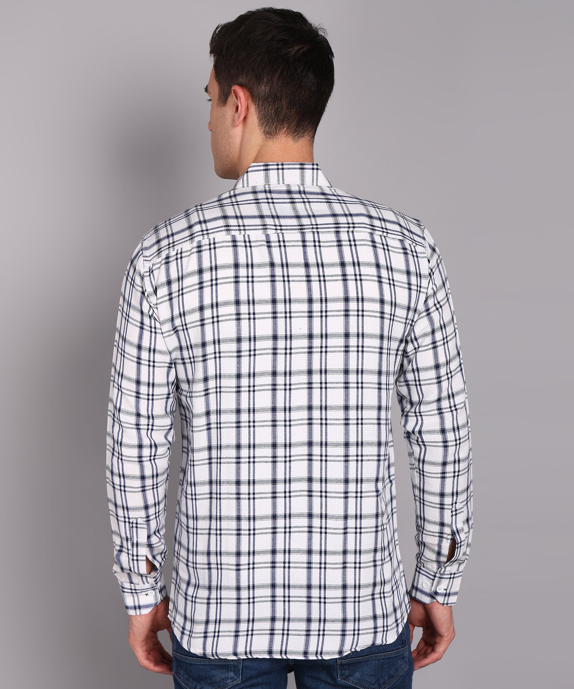 Sanganeri White & Black Checked Cotton Shirt