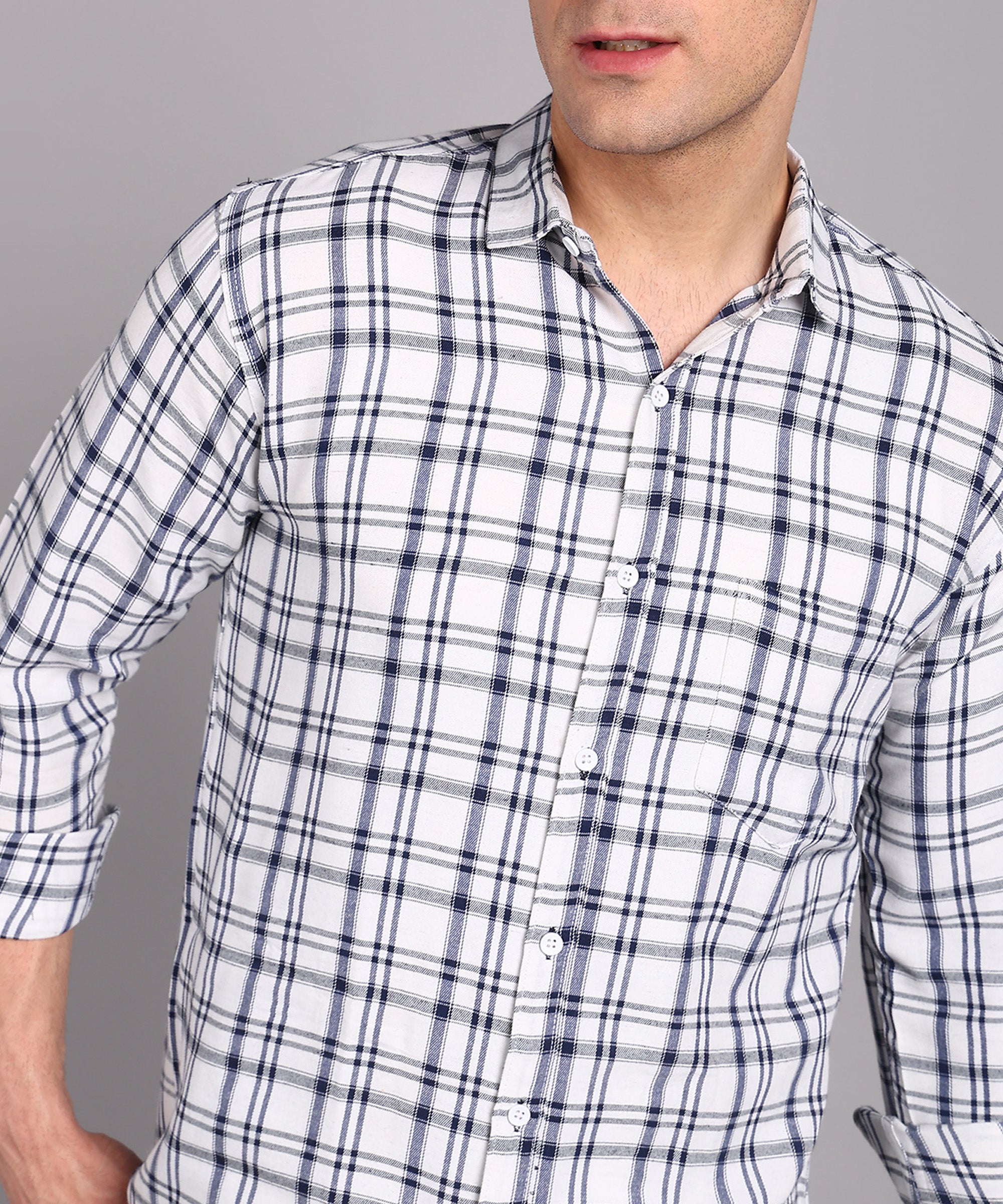 Sanganeri White & Black Checked Cotton Shirt
