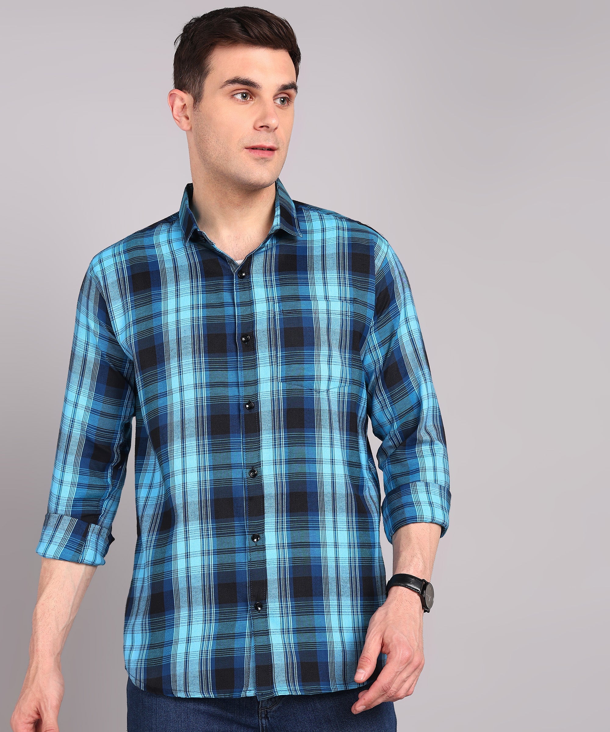 Blue Checked Casual Shirt