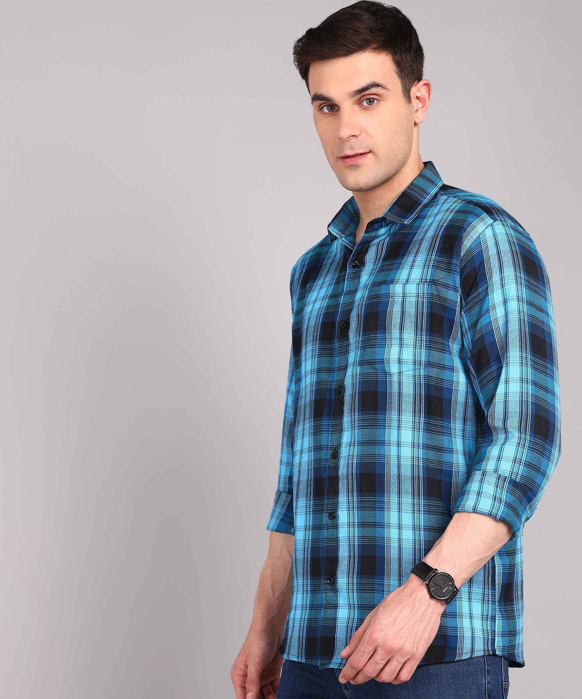 Blue Checked Casual Shirt