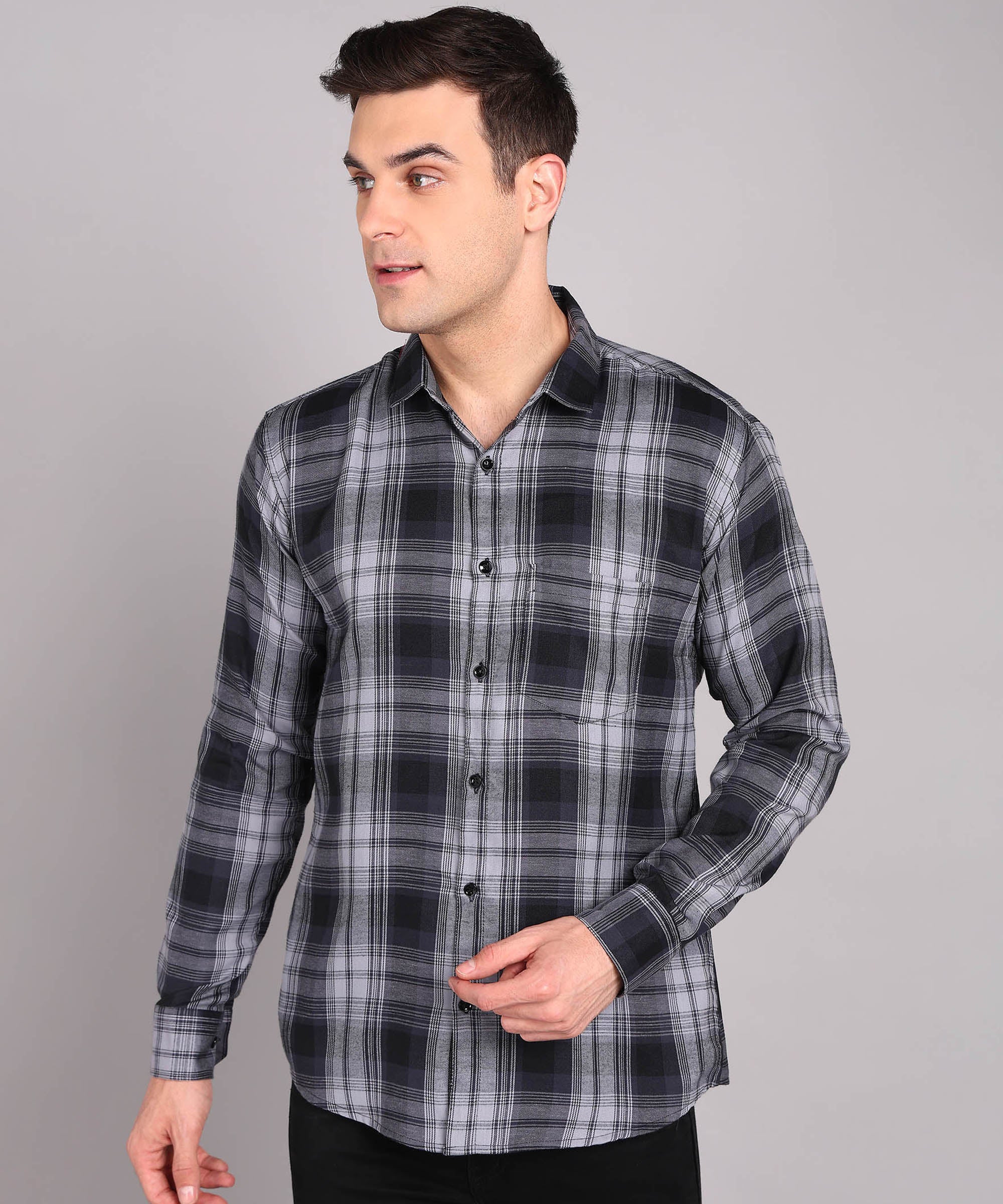 Black & Grey Gradient Checked Shirt