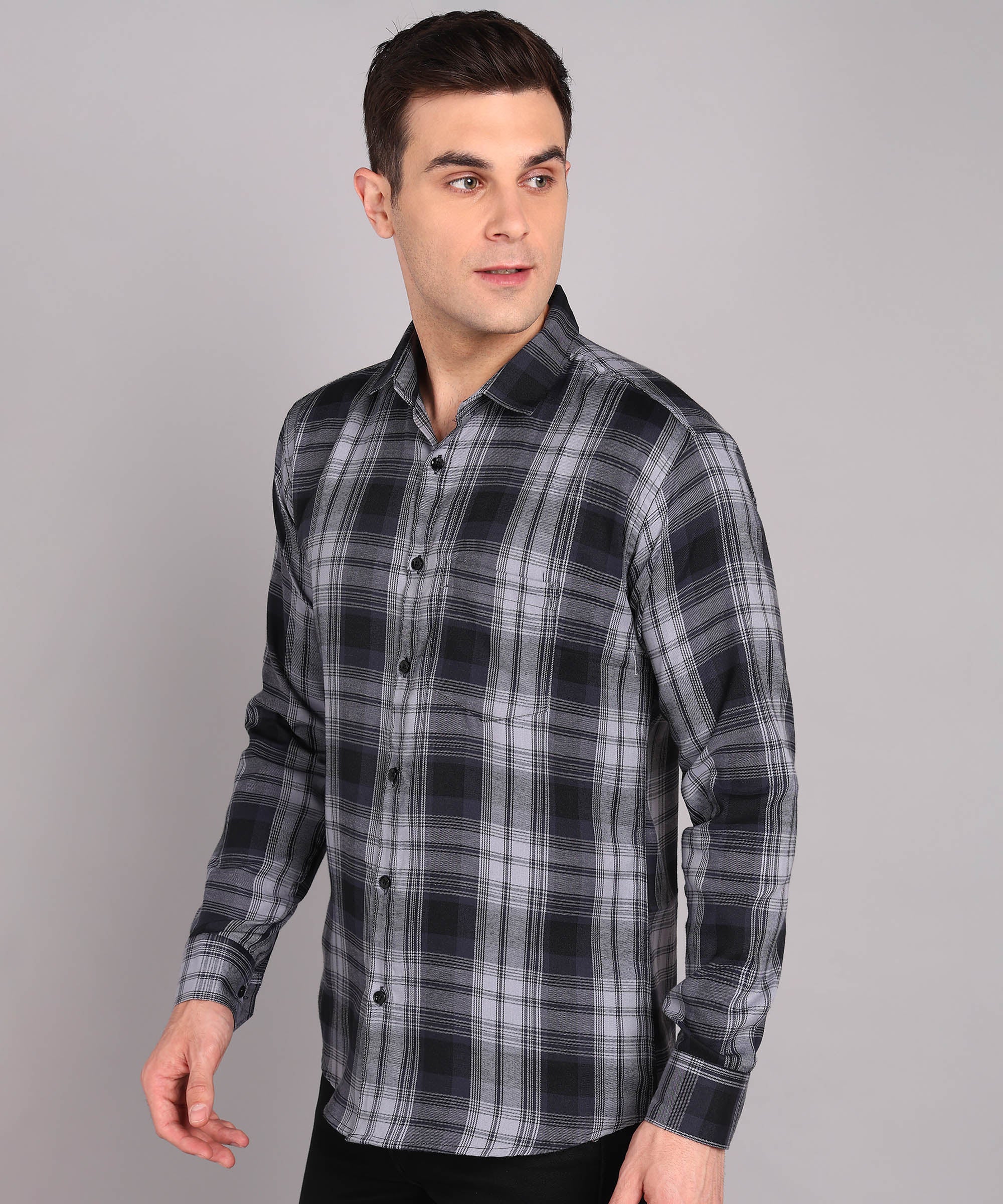 Black & Grey Gradient Checked Shirt