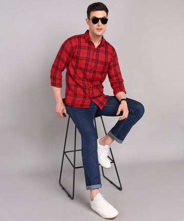 Red & Black Checked Casual Shirt