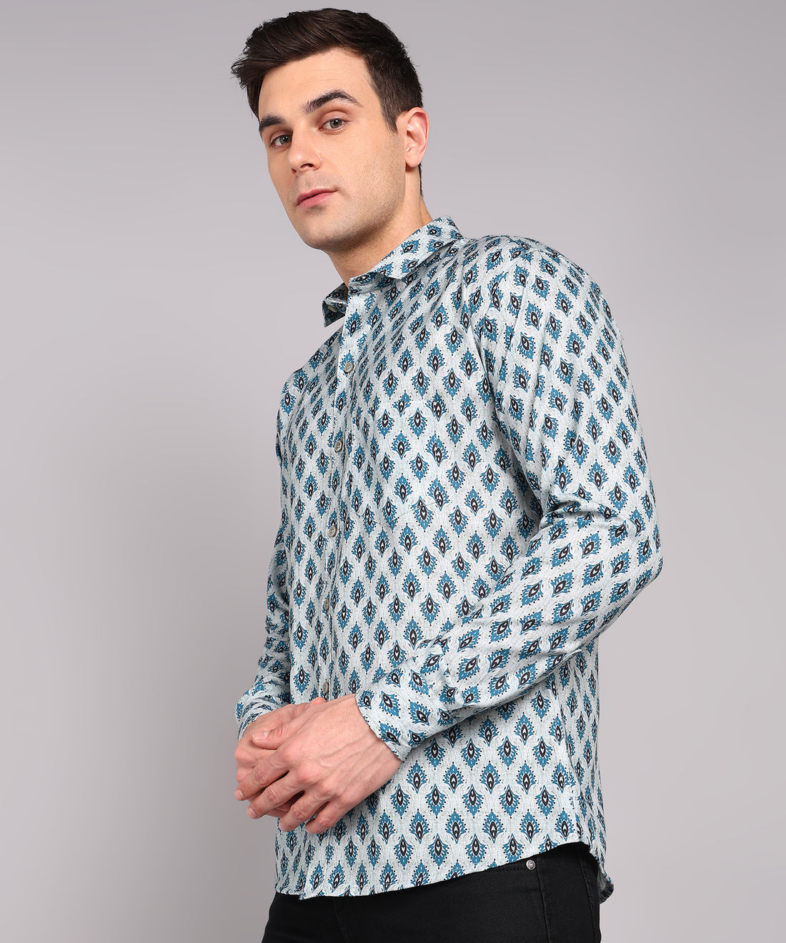 Sanganeri Sky Blue Cotton Shirt