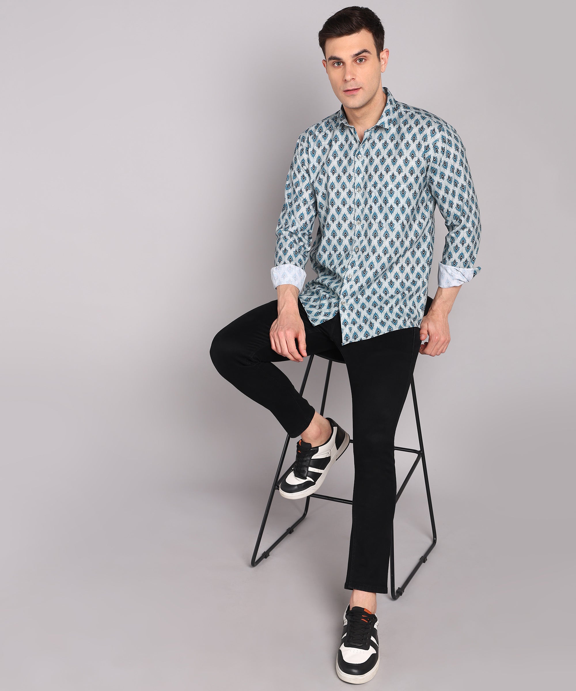 Sanganeri Sky Blue Cotton Shirt